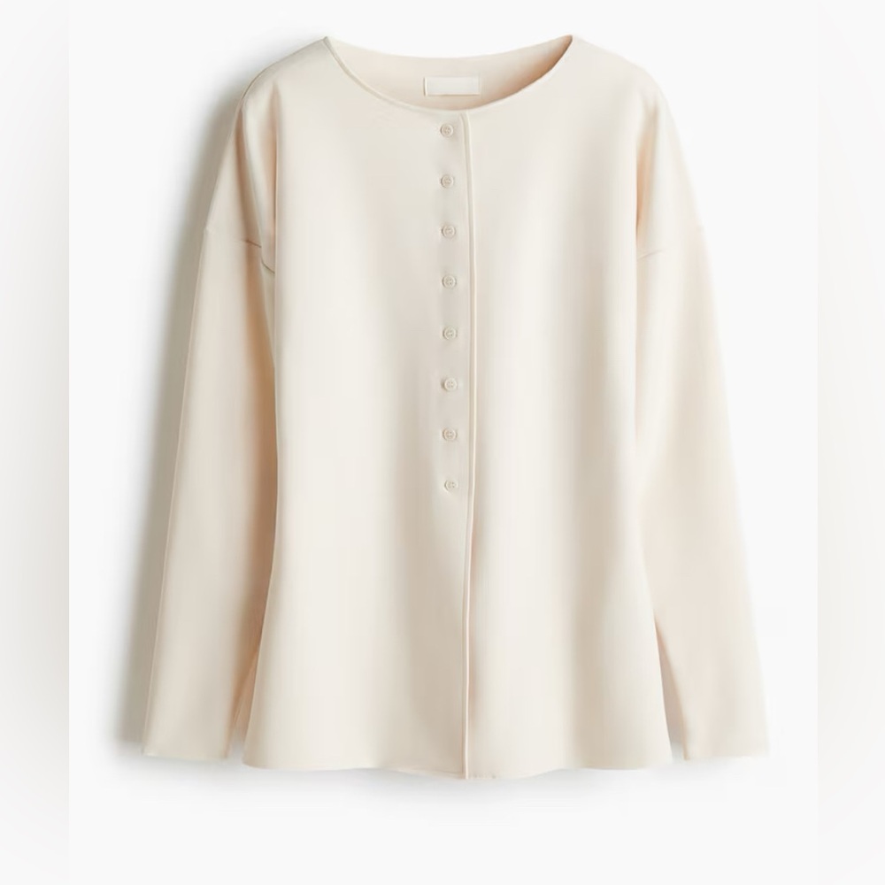 H&M Blazer/Cardigan with Defined Waist and Stretch, Cream, Size XL